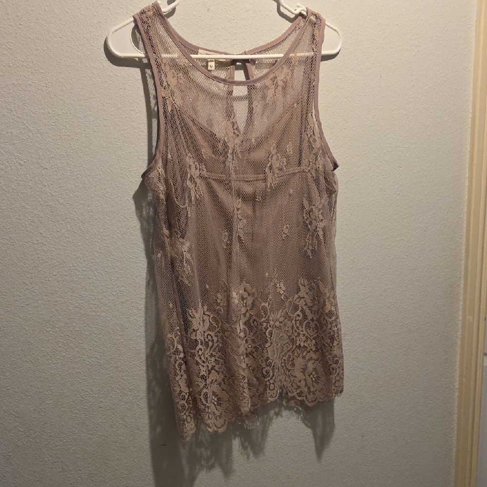 Maurices Delicate Lace Tank Top - Soft Pink